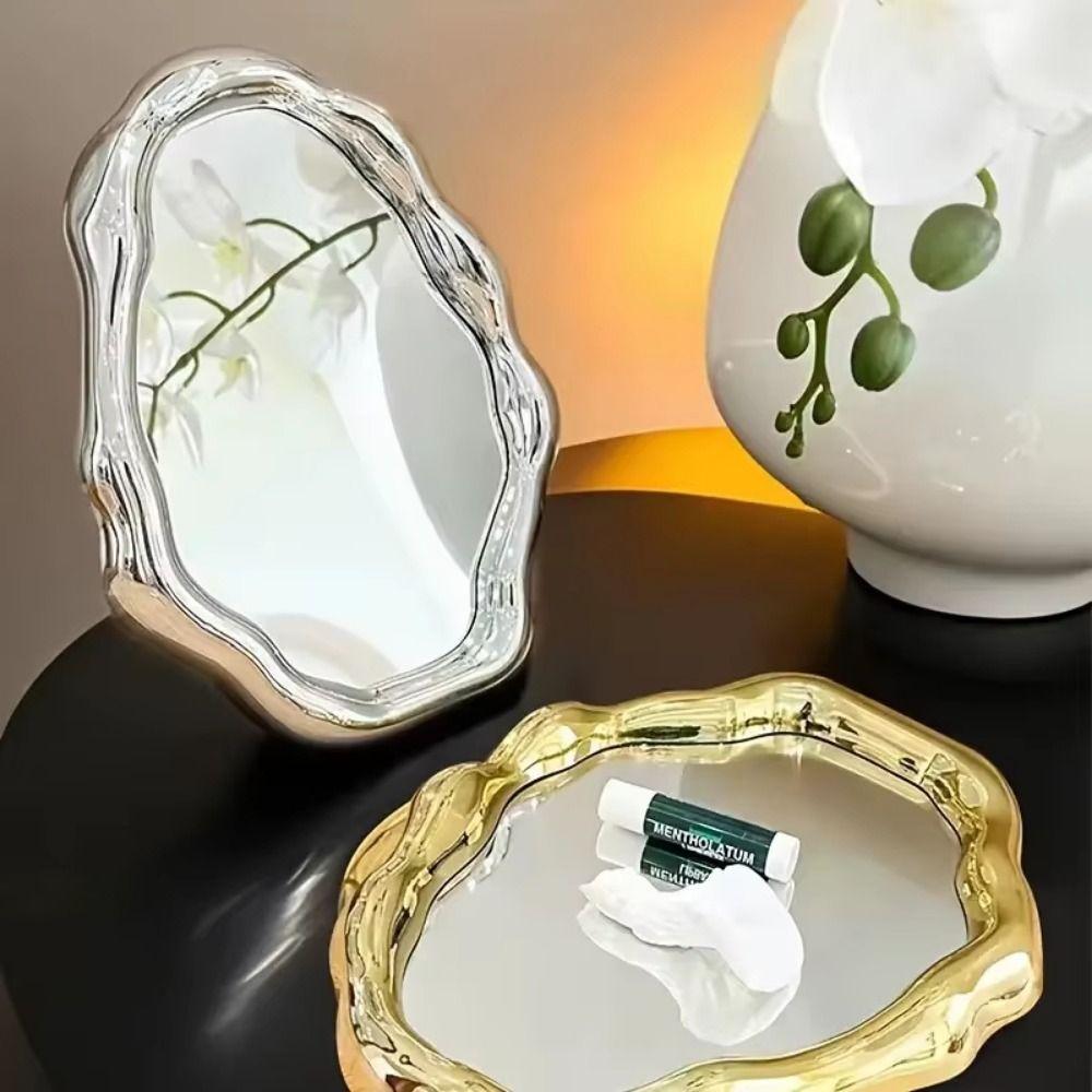 Light Luxury Irregular Standing Mirror Folding Clouds Vanity Mirror Desktop Makeup Mirror  Bathroom