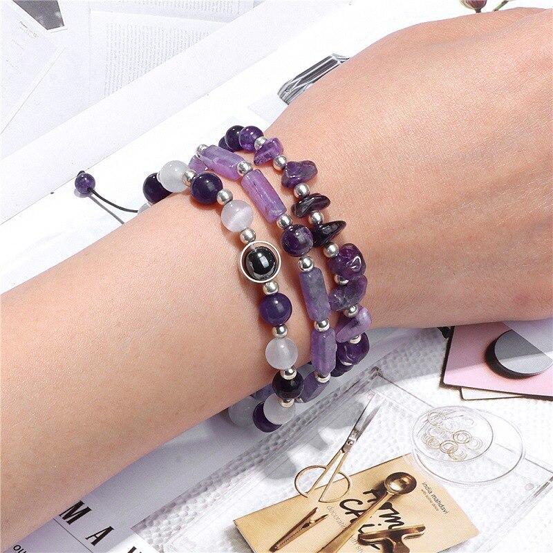 3pcs/Set Body-Purifying Amethyst Bracelet for Weight Loss, Yoga, and Meditation - Healing Stone Zircon for Women and Men