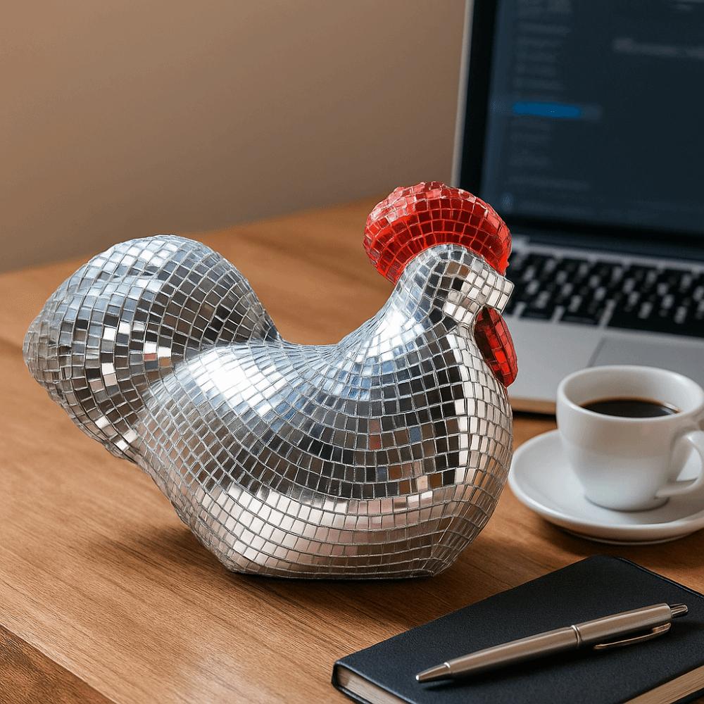 Chicken Shape Mirror Disco Balls Exquisite Figurine New Statue  Home Decor