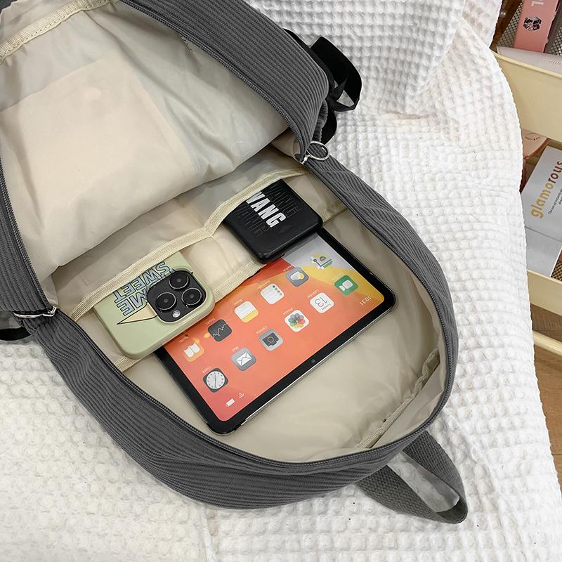 Student Schoolbag Women's Corduroy Backpack Large Capacity Backpack