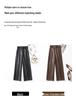 2025 Autumn Winter Women's High Waist Straight Leg Leather Pants, Wide Leg, Plus Velvet, Casual Loose Cropped Fit, Style 514.
