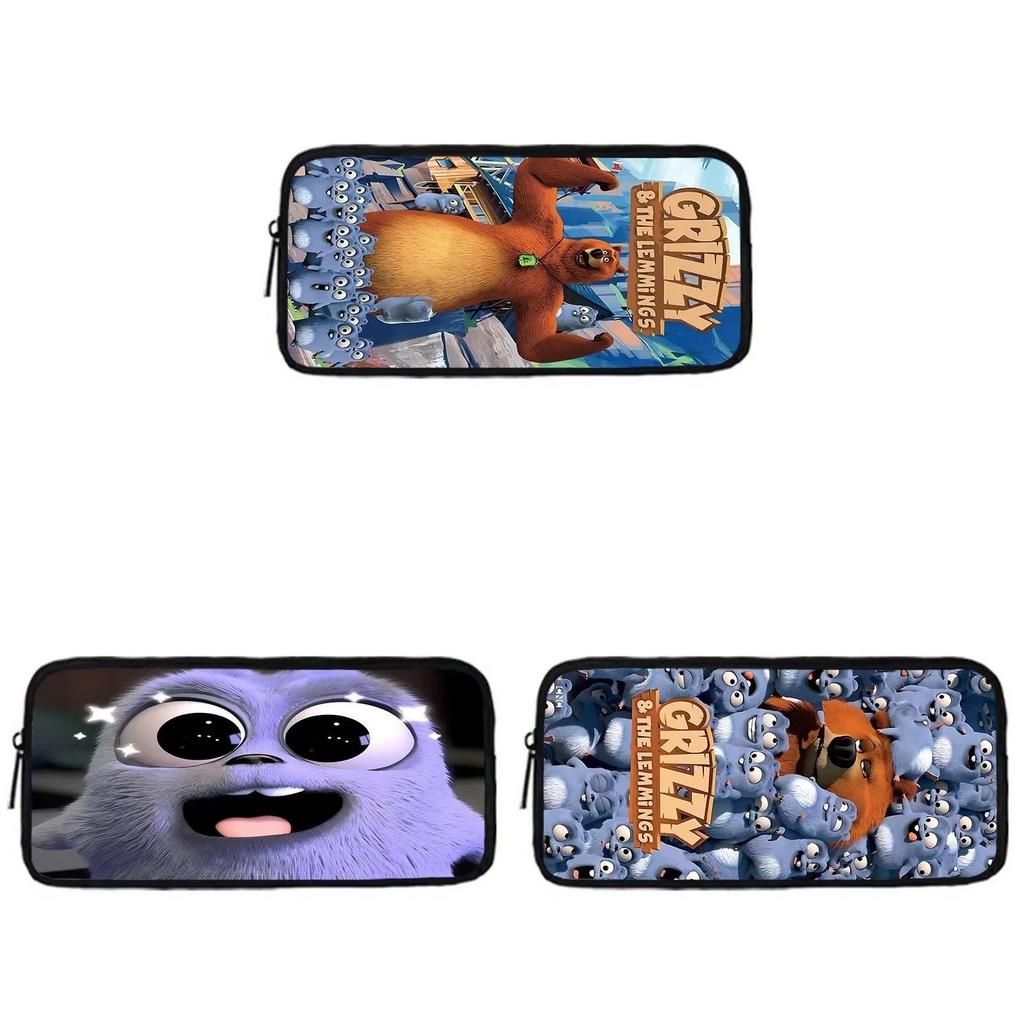 Grizzy And The Lemmings Pencil Case For Students With Polyester Material And Soft Storage Capacity