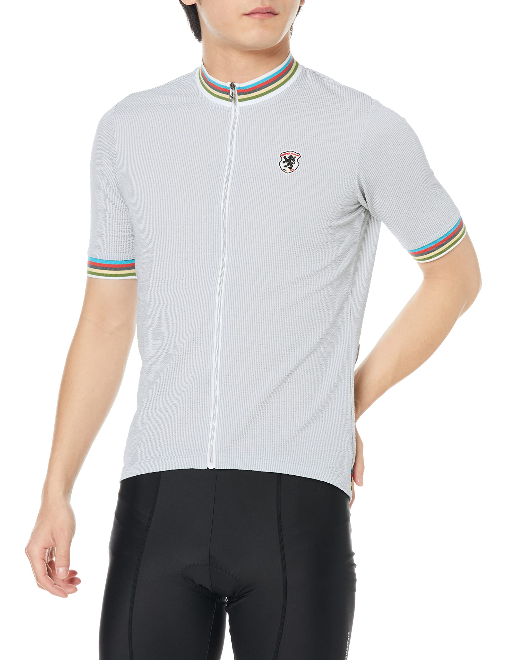 

Kapelmuur Cycling Short Sleeve Jersey [Made in Japan] Unisex Coolmax Blend Seersucker Fabric Dry Touch UV Protection Gray XS