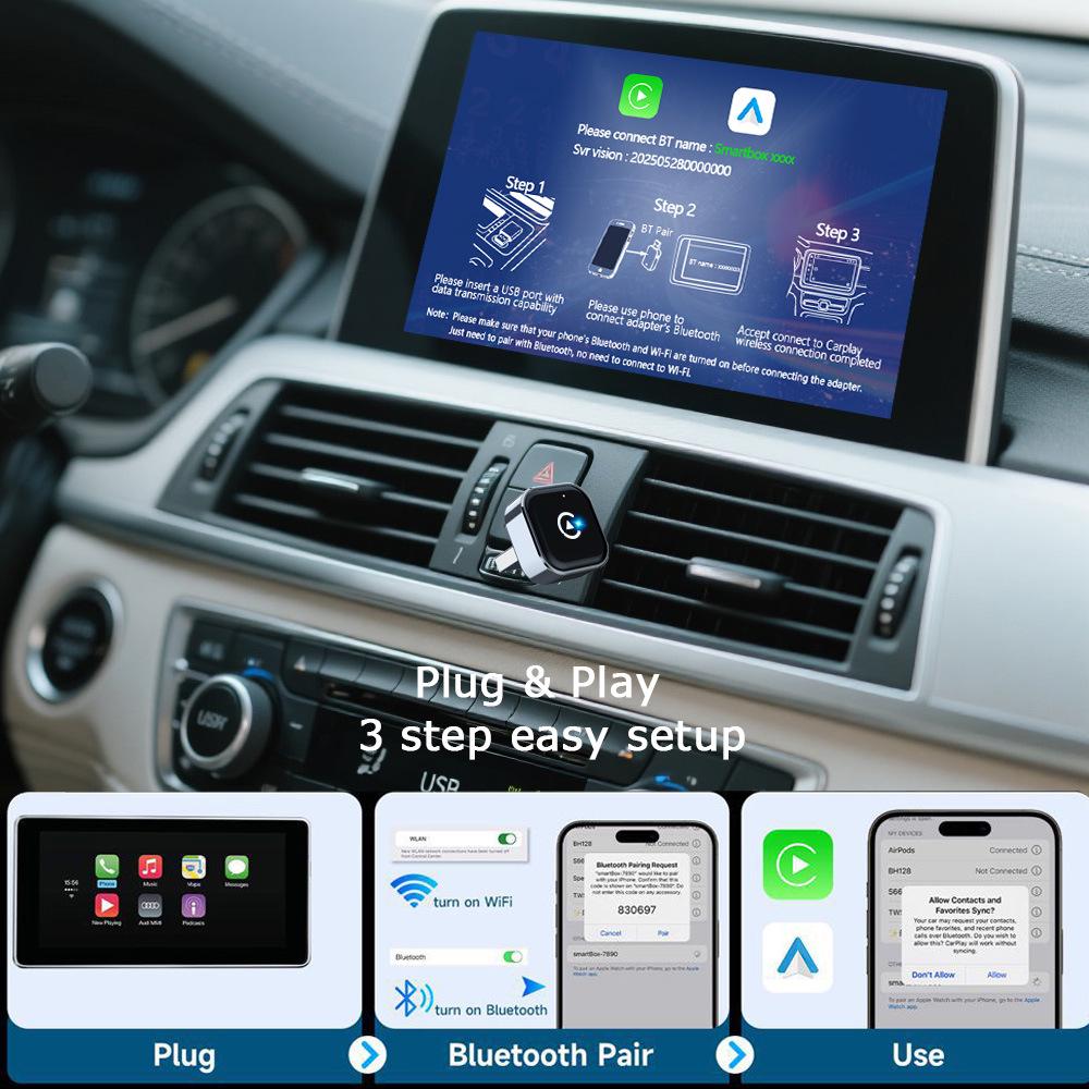 2025 Mini Drahtloser CarPlay & Android Auto Adapter für einfache Auto-Konnektivität
