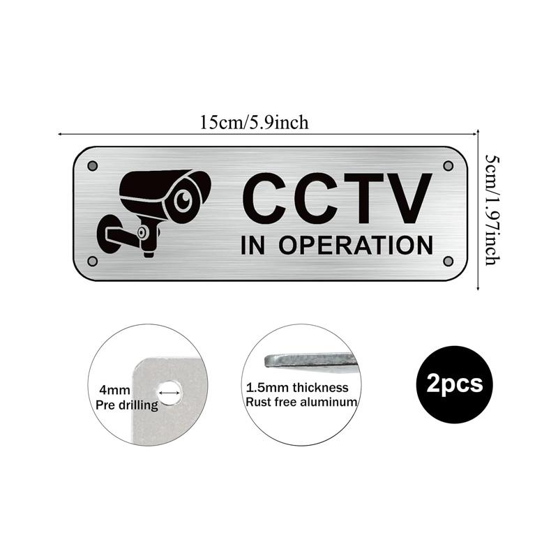 Brushed Aluminum Surveillance Sign Metal Safety Plate Anti-rust Stainless Steel Nameplate Durable Warning Label Outdoor