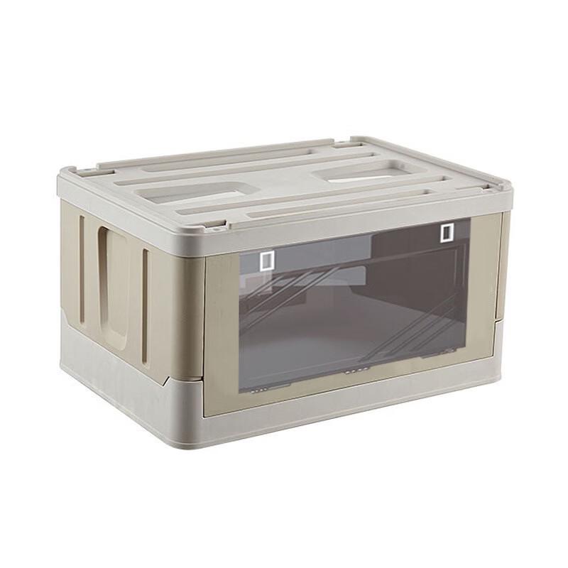 Handun Transparent Side-Opening Folding Storage Box with Wheels and Handle