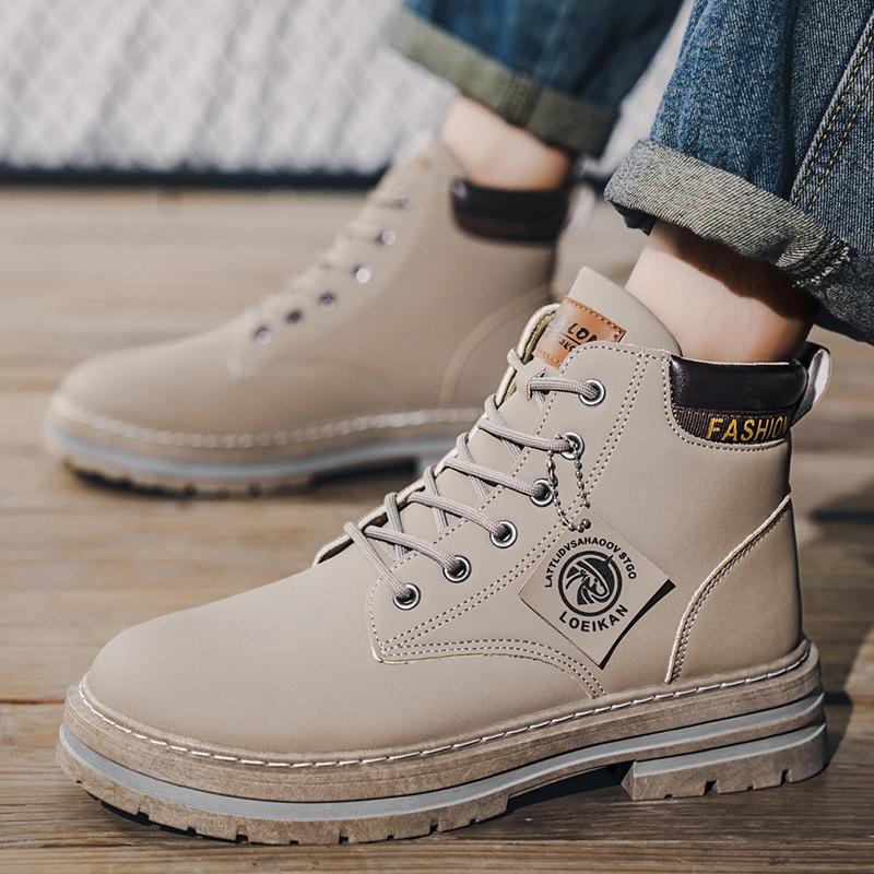 2025 autumn new Martin boots men's large size fashion men's shoes British style high-top tooling boots trendy leather boots