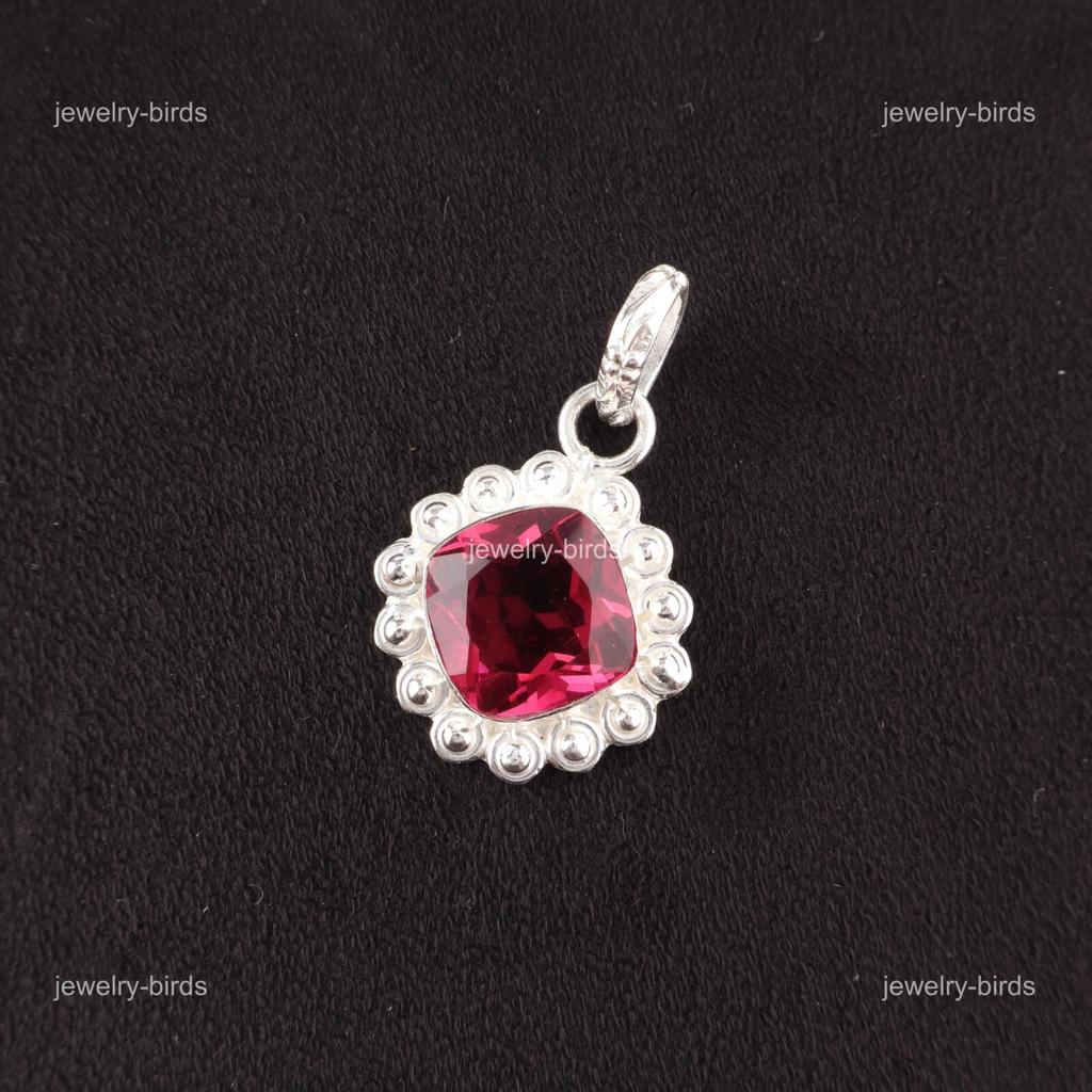 Pink Tourmaline Gemstone Sterling Silver Art Deco Wedding Gift Pendant Jewelry PP-34-18