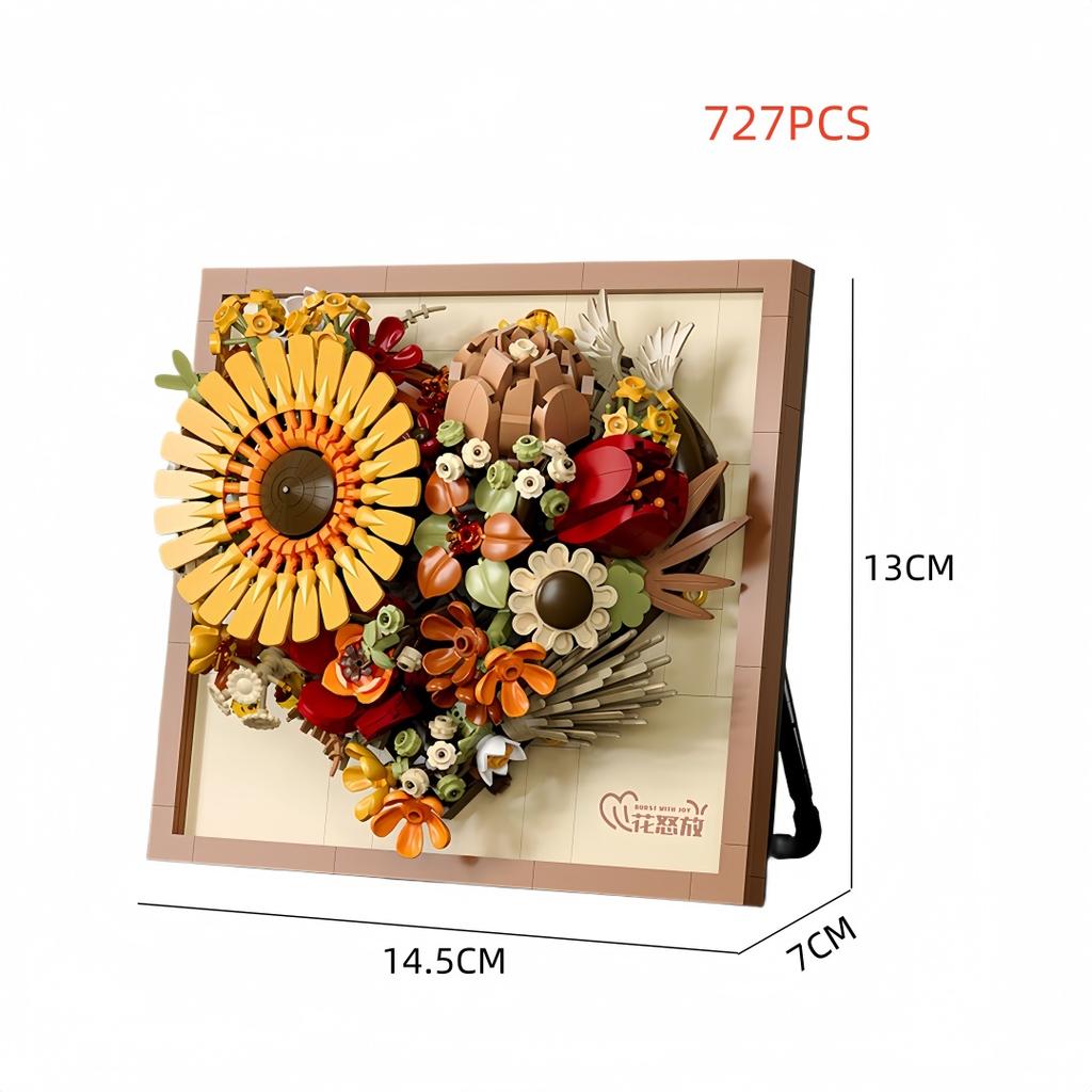 KNEW BUILT Innovative Building Block Flower 3D Po Frame Ornament-Ideal DIY DecorGift for GirlWall Hanging & Educational Toy