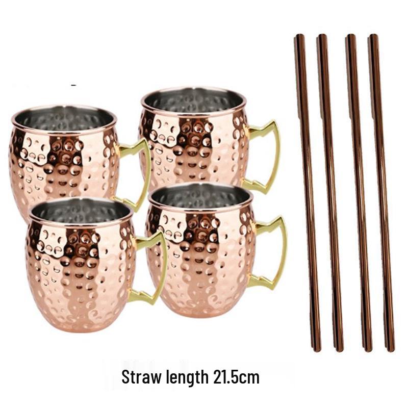 Stainless Steel Moscow Mule Cocktail Set – Hammered Design Bar Glassware