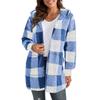Fall Winter Women's Plaid Hooded Fleece Coat, New Casual Warm Outerwear for Women