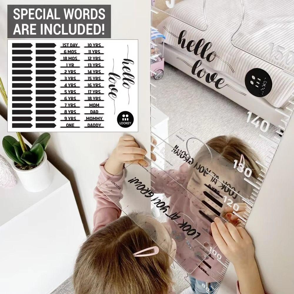 Firm Secure Paste Puzzle Mirror Growth Chart Foldable Design Height Measurement Tool  For Wall
