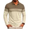 Men's Long Sleeve Polo Shirt with Striped Design, Casual and Versatile for Daily Wear.