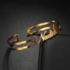 Personalized Custom Two Butterfly With Name Open Cuff Bracelet Women Summer Waterproof Gold Color Stainless Steel Hand Jewelry