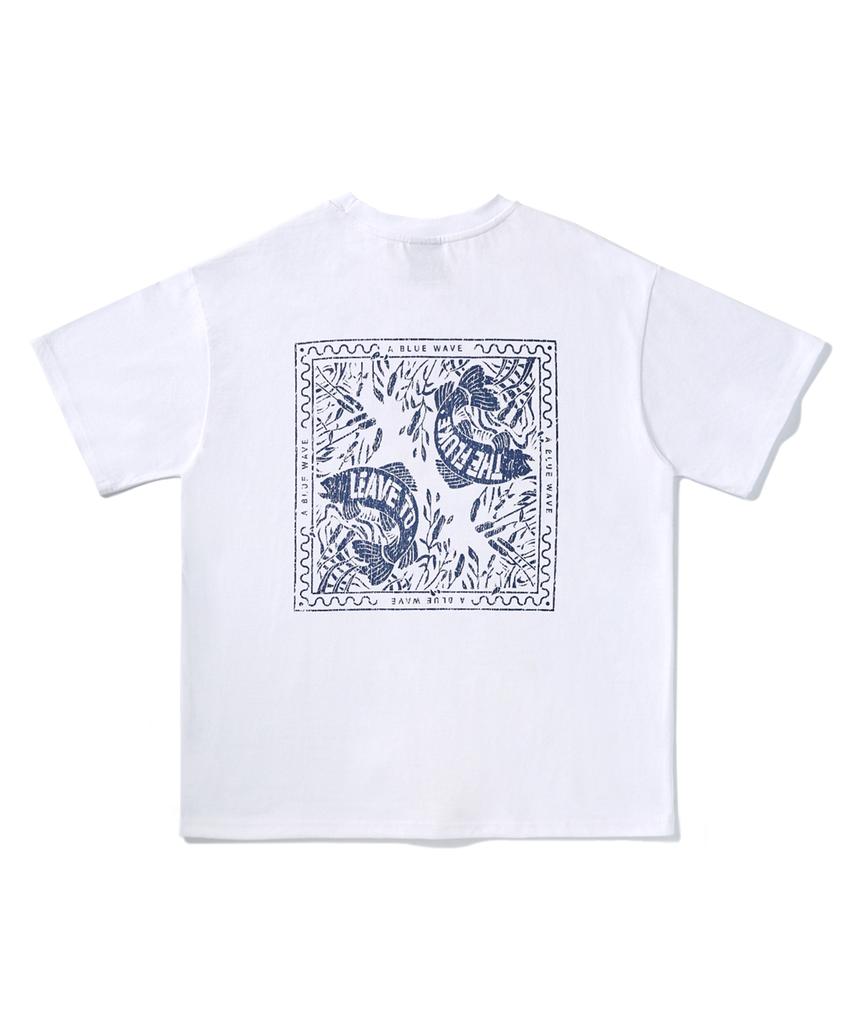 Peullukeu Blue Wave Pigment Short Sleeve T-Shirt White Fst733