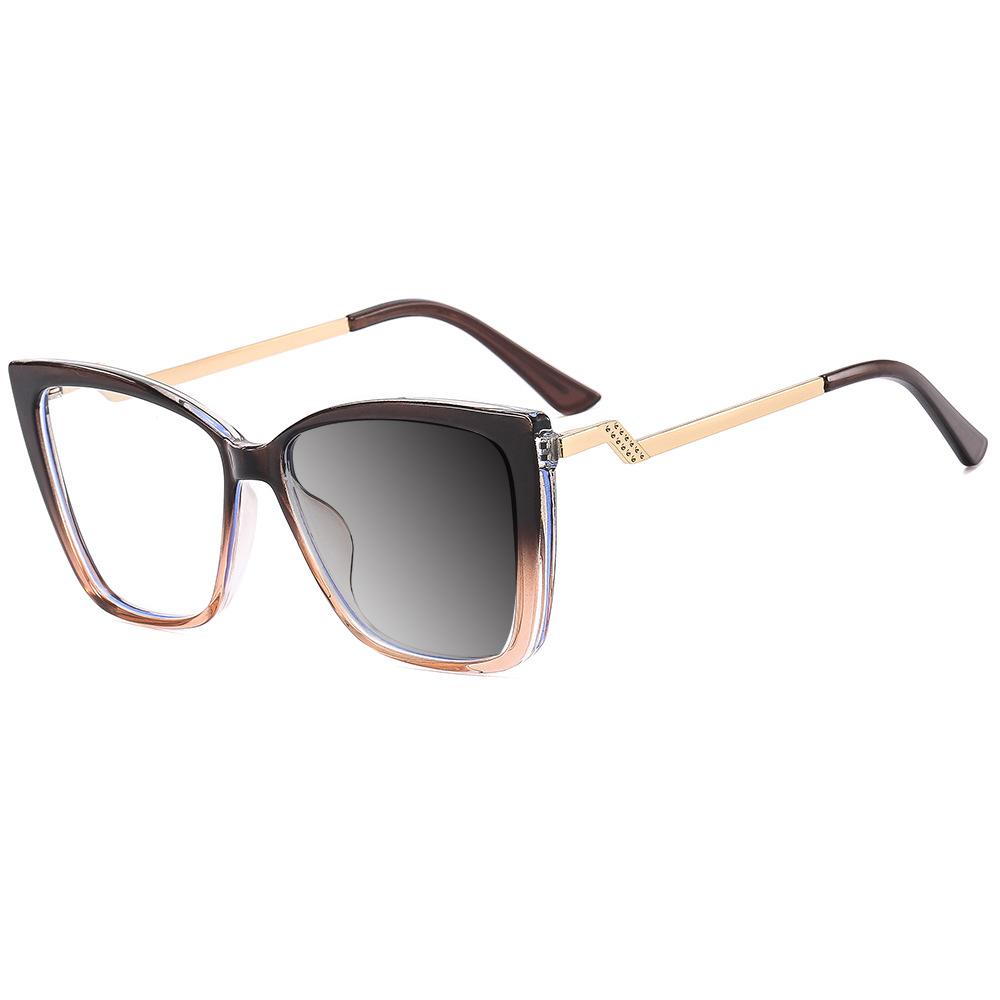 Fashion Brand Retro Square Leopard Women Eyeglass Frame Photochromic Anti Blue Light Reading Glasses