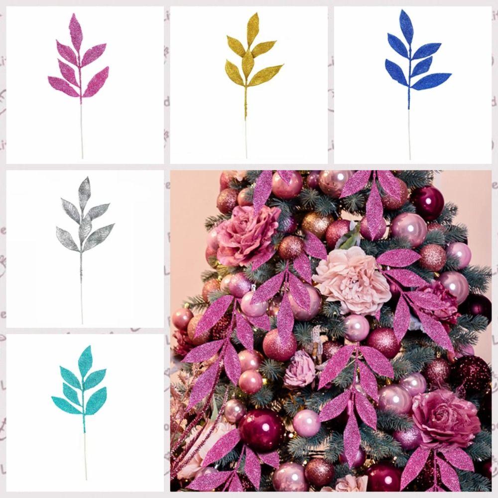 

10Pcs Olive Leaves Fake Plant Leaf Branches Simulation Xmas Tree Ornament Wedding Party