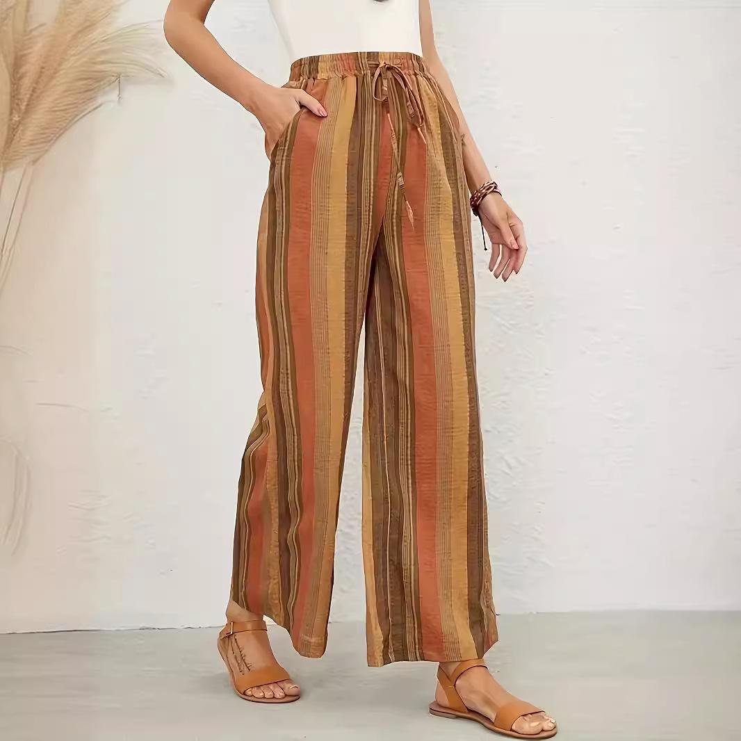

Літні жіночі великі розміри в смужку, вільні штани Harlem Pants, ретро-літературні повсякденні штани 3XL