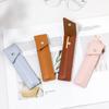 Creative Square Leather Pencil Case - Solid Color Pen Sleeve for Office and Business