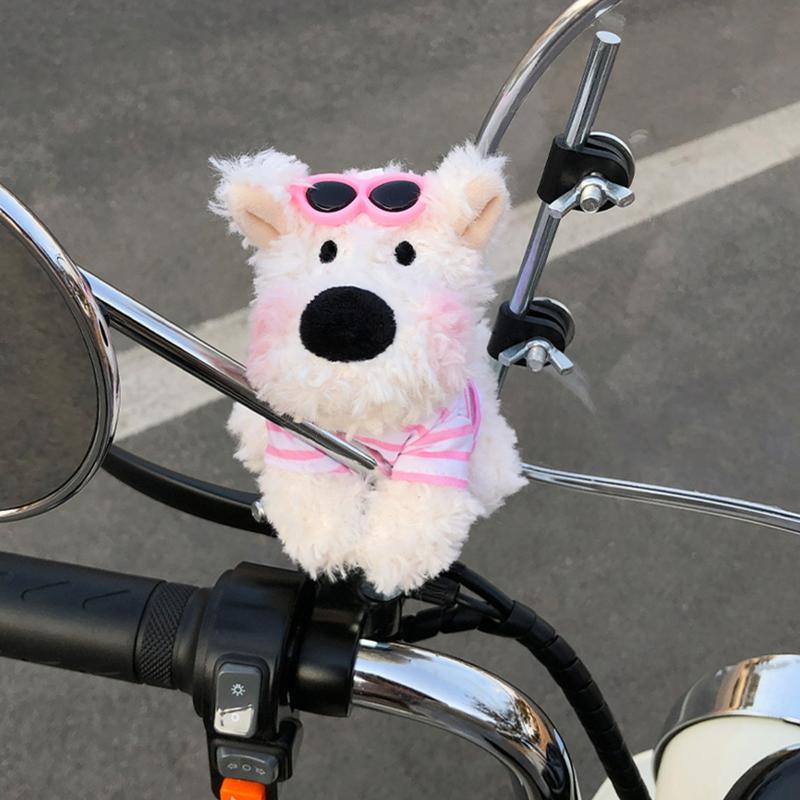 Kawaii West Highland Terrier Welpen Plüschtier Cartoon Magnetische Stoffpuppen Motorrad Elektrofahrrad Rückspiegel Anhänger Dekor