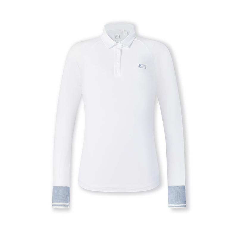 Fila Casual Versatile Knitted Long Sleeve Polo Shirt Women Tops Jade-White A11W515209FWT