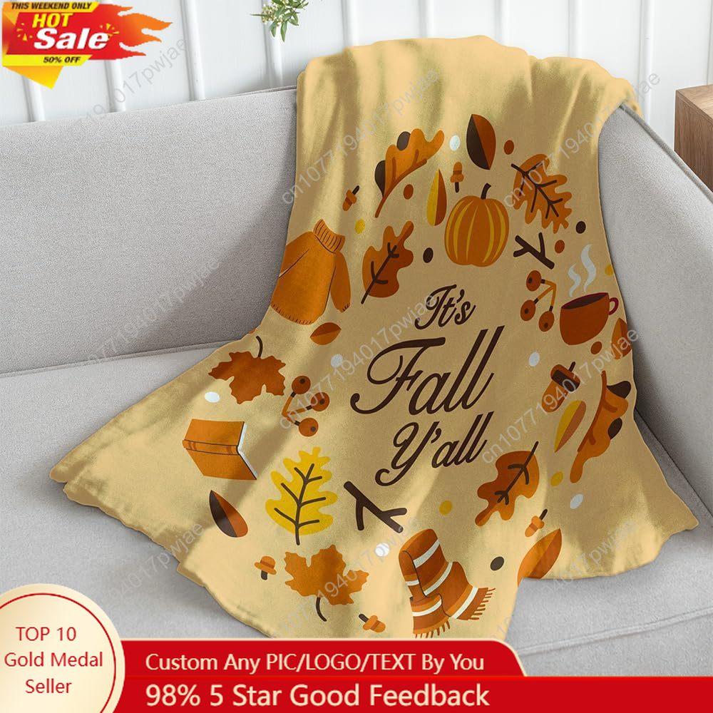 It s Fall Yall Super Soft Throw Blanket Throw Blanket for Bedroom, Living Room Spring Time Holidays Kids Babies Custom blankets 75X95CM