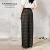 Mark Fairwhale Women's Vintage Plaid High-Waist Wide-Leg Casual Pants