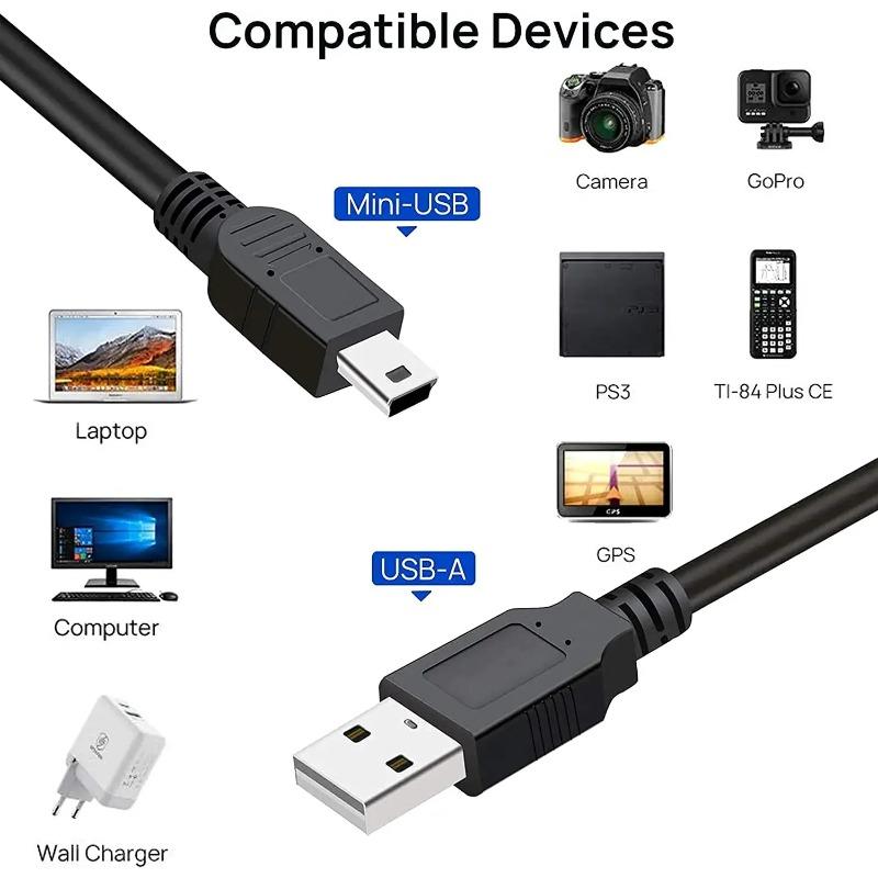 0.8M USB Cable 2.0 A Male to Mini B 5 Pin 5P T Port MiniUSB for Devices MP3 MP4 Camera Mobile Phone HardDisk Computer