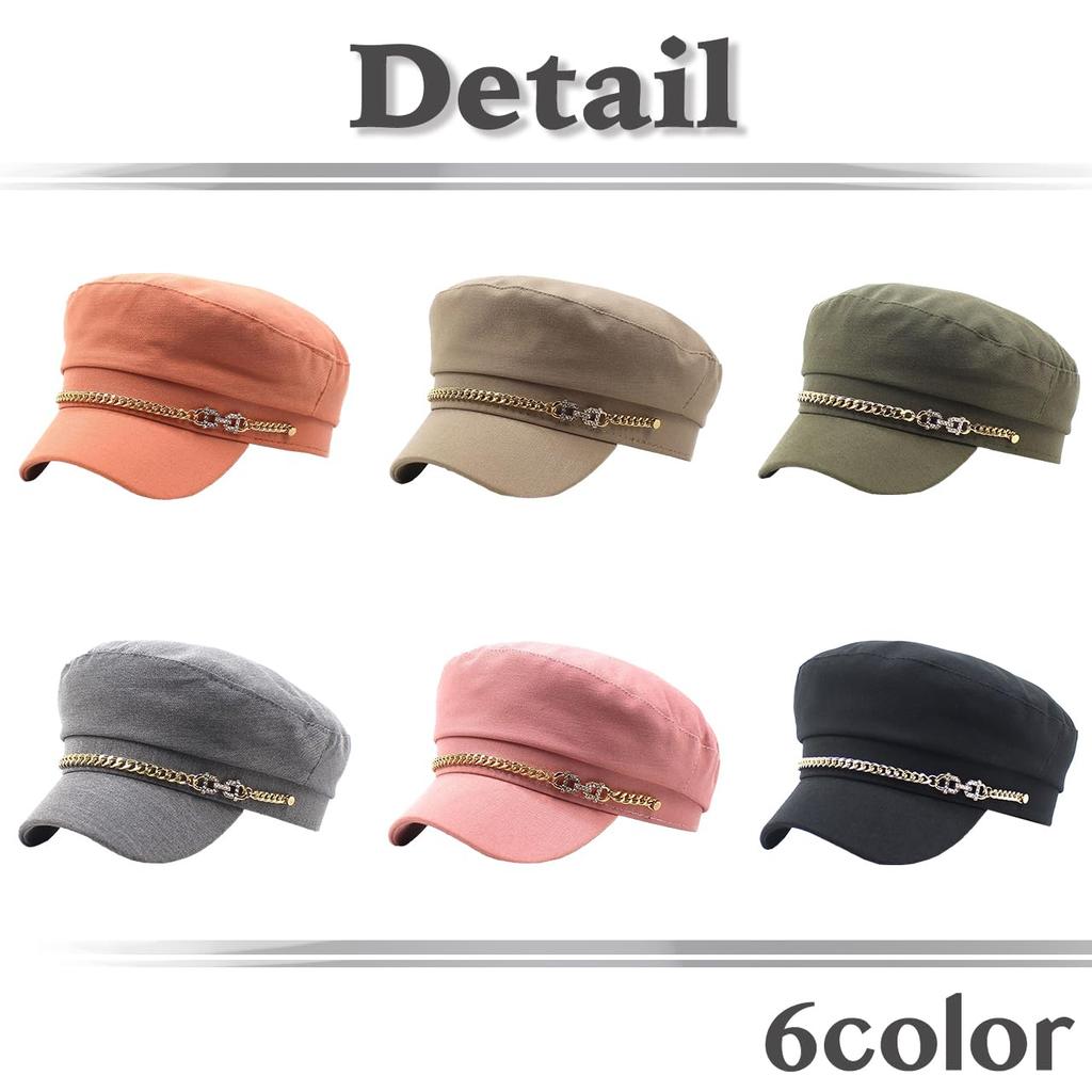 Marine Newsboy Gold for Going CZ302 [White Fang] Cap, Cap, Chain, Hat, Out, Travel, Brim, Women's, (Pink)