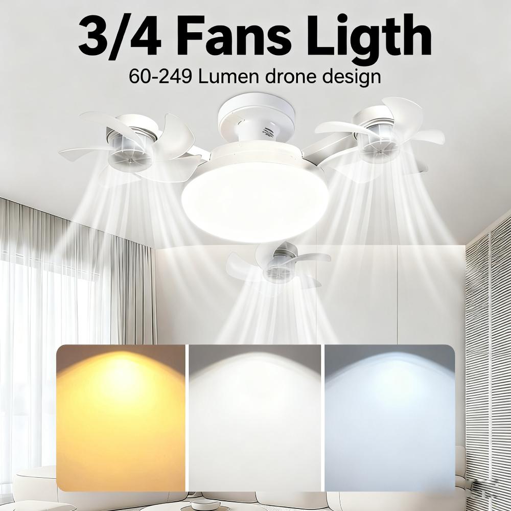 Creative Drone Style LED Ceiling Fan E27 2-in-1 Remote Control Modern Minimalist Lamp Bulb Included for Bedroom Dorm