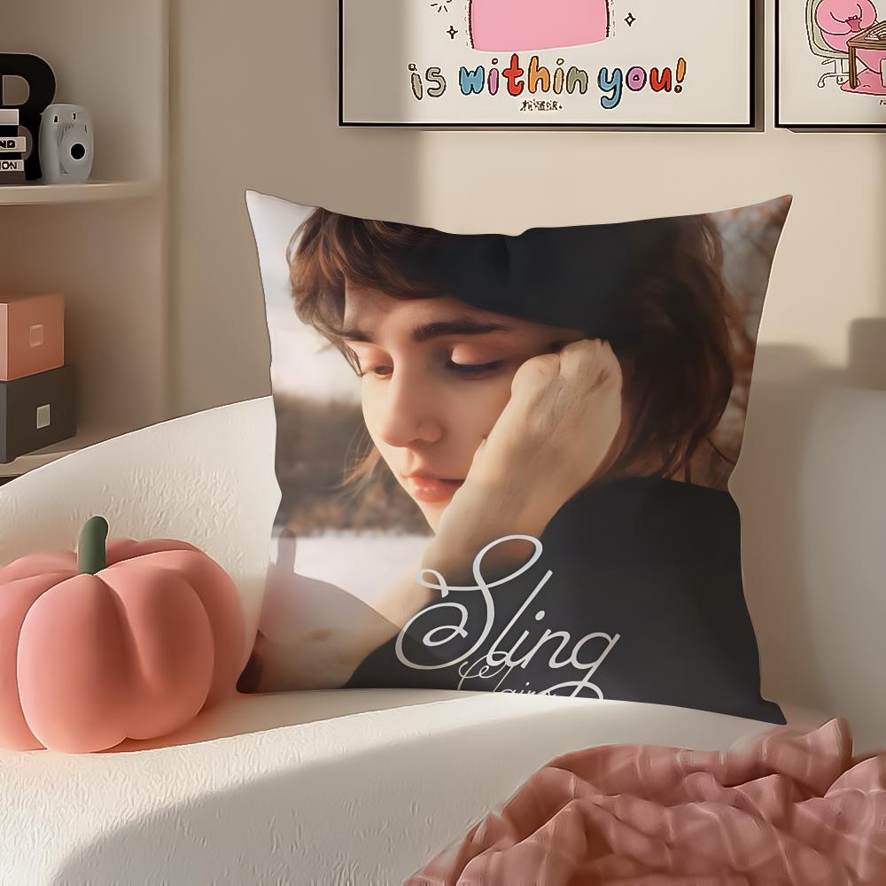 Mellow Indie American Singer CClairo Cushion Cover Pillowcase Short Plush Invisible zipper Room Sofa Cushion Cover