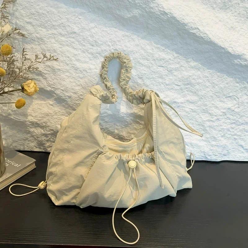 Casual Nylon Foldable Solid Shoulder Bags Large Capacity Simple Versatile Portable Crossbody Bags