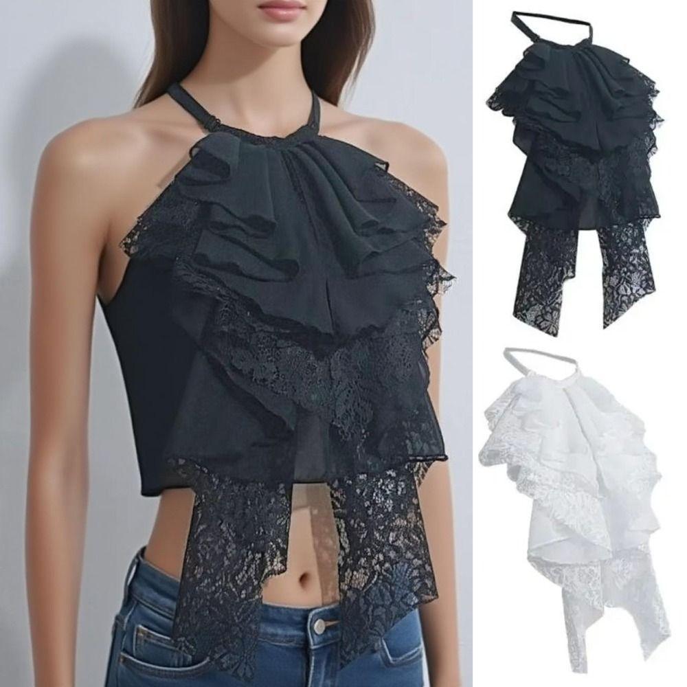 Elegant Layered Lace False Collar Adjustable Decorative Lace Neckline Fake Lace Collar  Gift