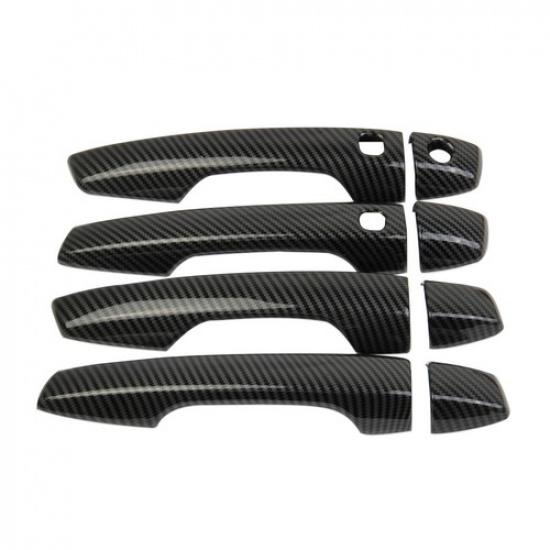 Carbon Fiber Style Side Door Handle Cover Trim 8PCS For Mitsubishi Outlander