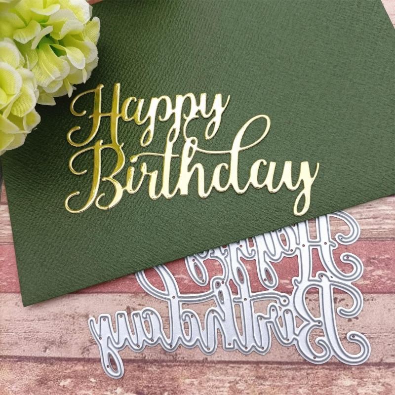 Metal Die Cuts Happy Birthday Card Embossing DIY Photo Album Template Mold Decor