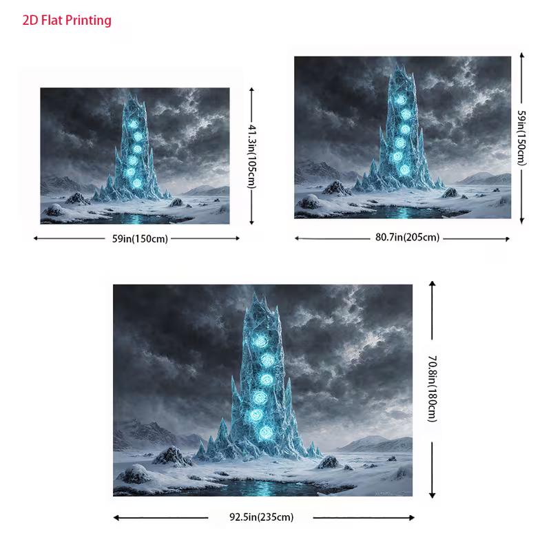 2D Artistic Magical Citadel Tapestry for Content Creation & Home Decor