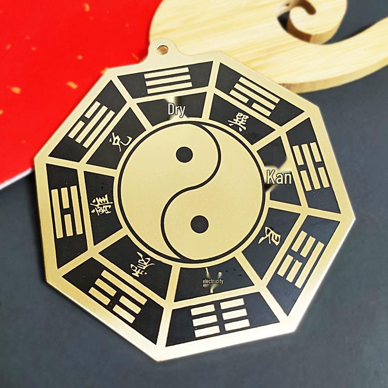 Großer Kupfer-Bagua-Konvexspiegel für Zuhause - Yin-Yang-Tai-Chi-Diagramm-Anhänger für Haustür, Balkon oder Fenster