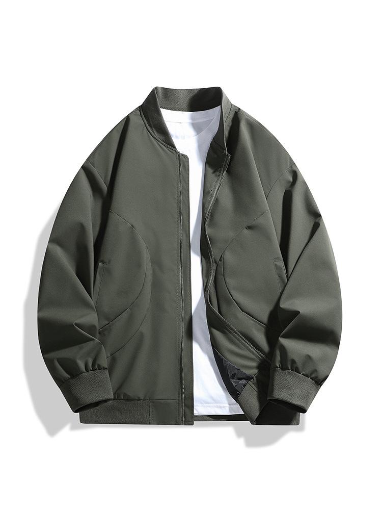 Męska Kurtka Baseballowa Jednokolorowa Trendy Duży Rozmiar – Stylowy Luźny Bomber na Jesień