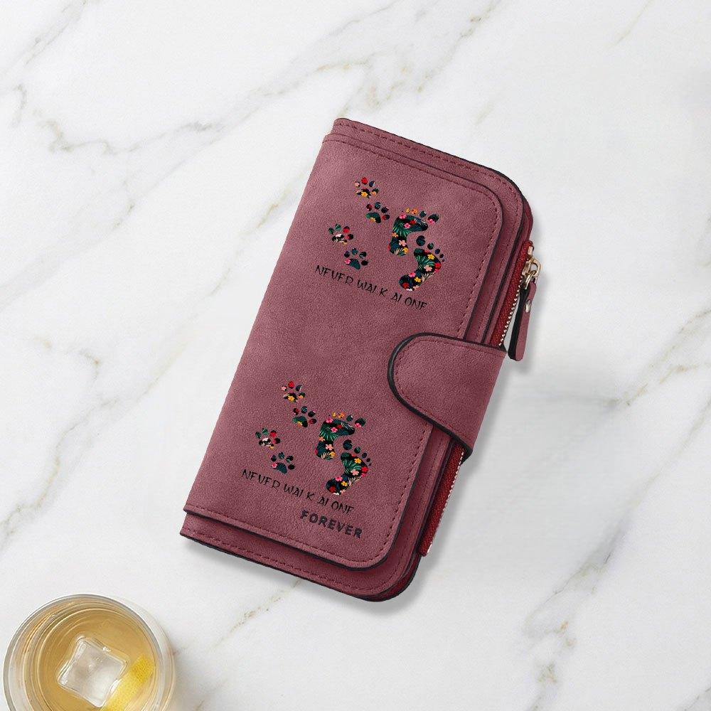 Fashionable Long Wallet with Eye Catching Footprints and Paw Prints Print Design Multifunctional Portable and Convenient Coin Purse with Ample