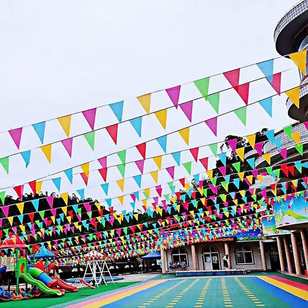 100Pcs Colorful Pennant Banner Triangle Shape Triangle Flags New Flag Garland Hanging Decor