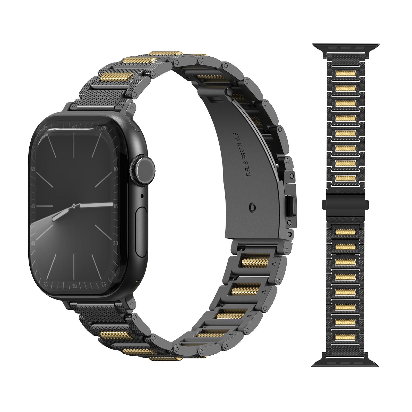 

Universal Titanium Alloy Ball Bearing Decompression Apple Watch - Business Style 38/40/41/S10-42 mm чёрный/золотой