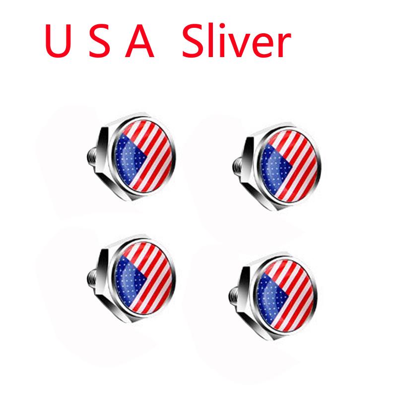 4pcs/set USA Italy Germany Sweden Flag Metal Screws License Plate Bolts Accessories