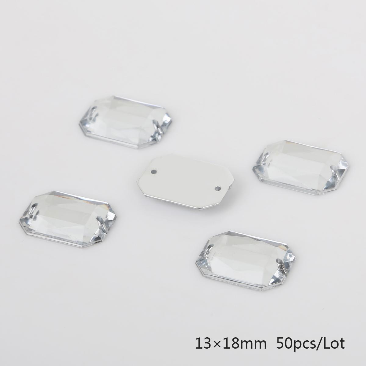 

100 шт./пакет, стразы для шитья с плоской задней частью, пришивные кристаллы, камни, акриловые бусины, стразы для рукоделия, украшения для скрапбукинга 13x18mm 50pcs чистый