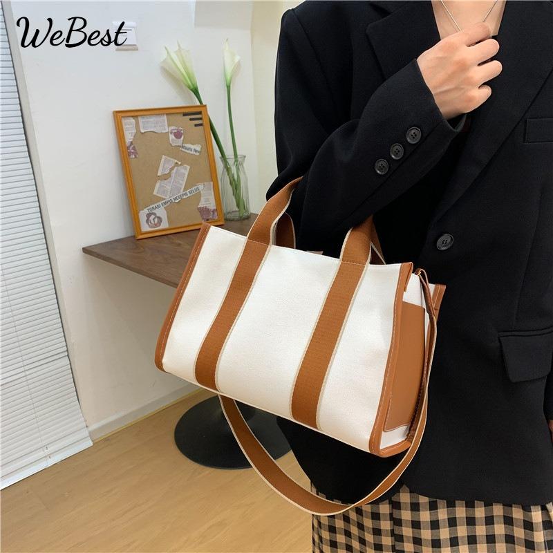 Korean Fashion Canvas Bag Korean Instagram Large Capacity Handheld Bag Women Commuter Shoulder Crossbody Tote