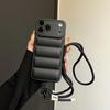 Crossbody Down Jacket Silicone Soft Phone Case for IPhone Air 17 16 15  14 13 12 11 Pro Max XS 7 8 Plus Camera Protection Cover