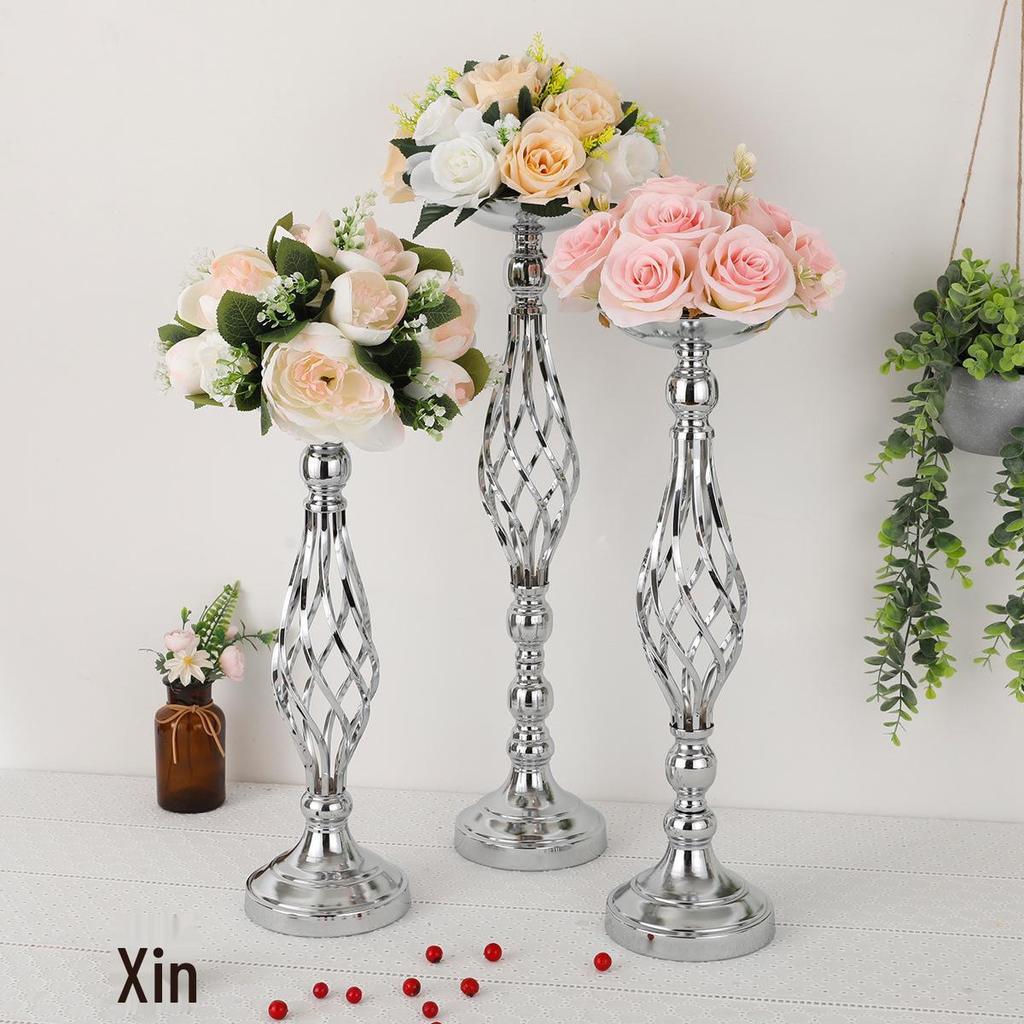 Golden Wrought Iron Vase and Candlestick Wedding Décor