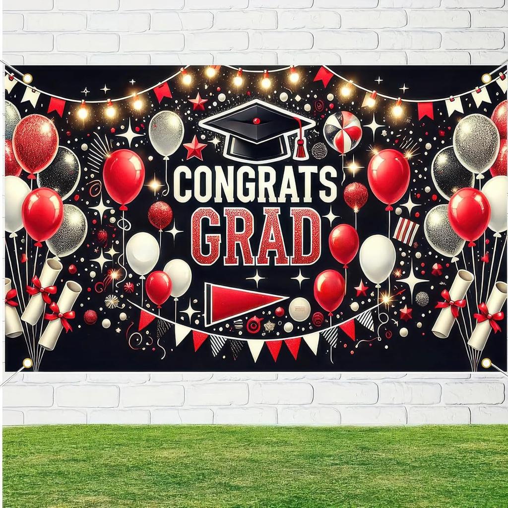 Graduation Banner 71 x 43 Inch Congrats Grad Party Decoration Graduation Photo Backdrop for Class of 2025 Graduations Celebration Senior Graduate