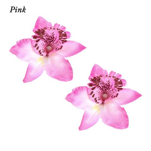 

2Pcs Fashion Flowers Hair Clips Women Bohemia Bridal Orchid Hairpins Wedding Accessories Girls Barrette Beach Hair Accessories рожевий