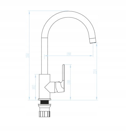 Kitchen sink tap, silver spout, U Dima