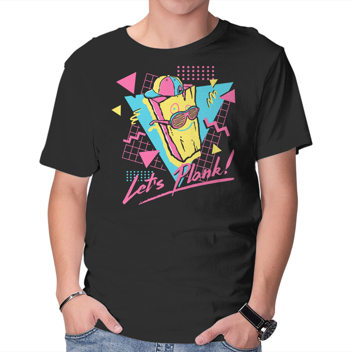 Unisex Crew Neck T-Shirt Let s Plank Graphic Short Sleeve Casual Tee S
